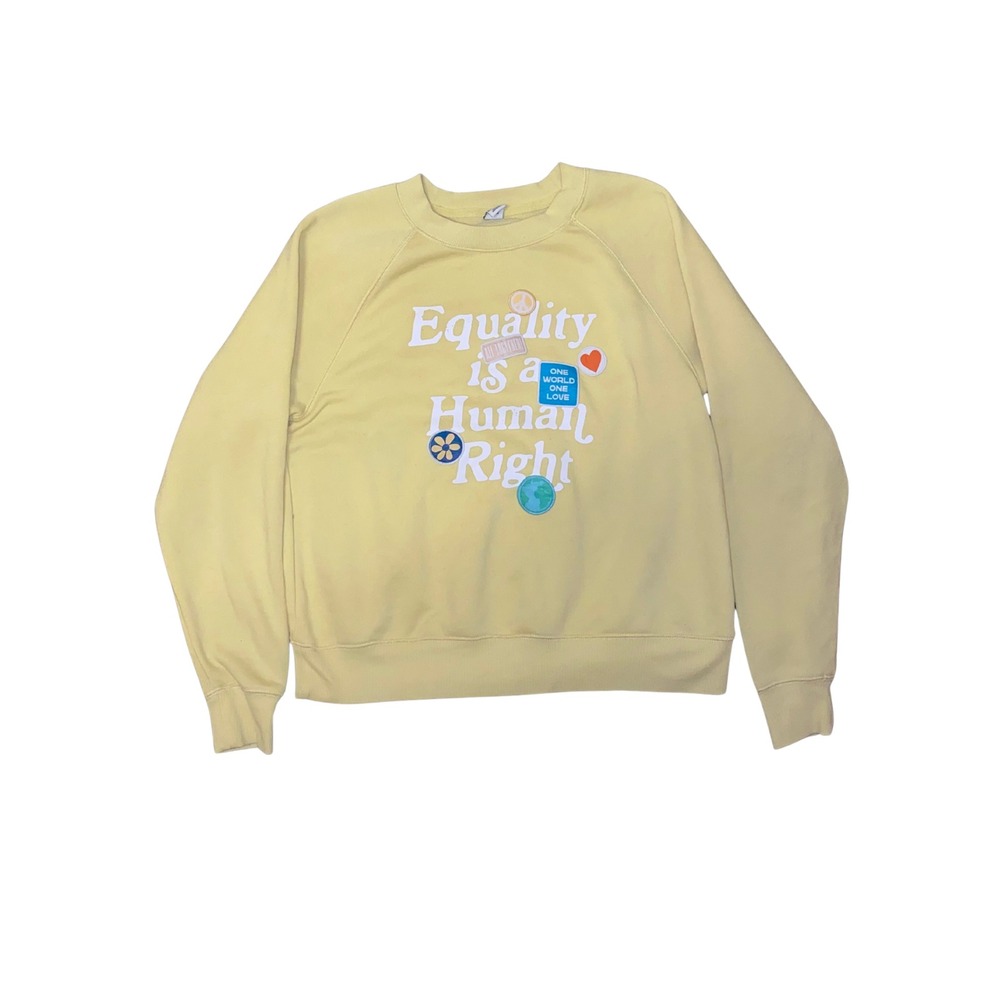 Old Navy Equality Is a Human Right Yellow Sweatshirt Small Graphic Crewneck‎